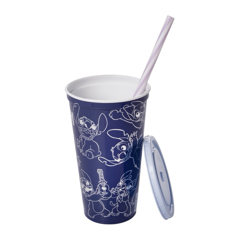 Copo com canudo Stitch Refri azul 500 ml