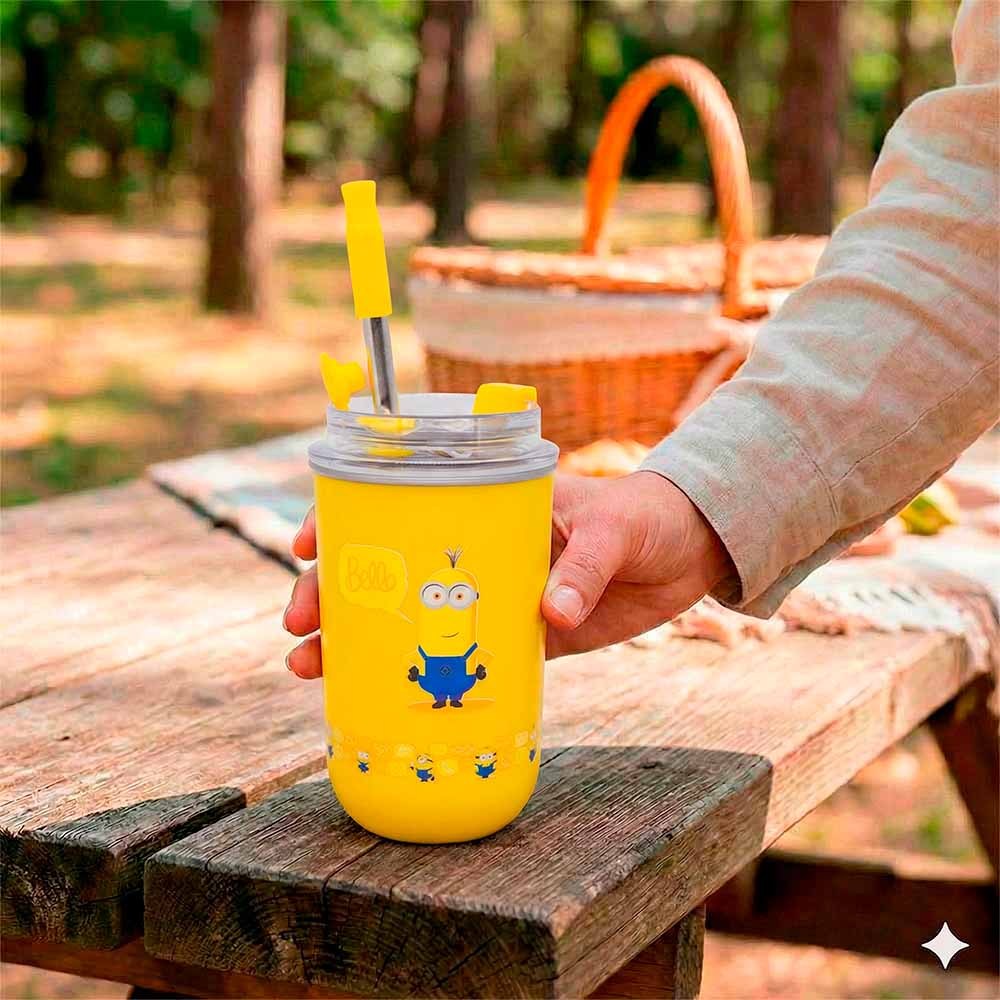 Copo Minions Neo com Canudo 300ml