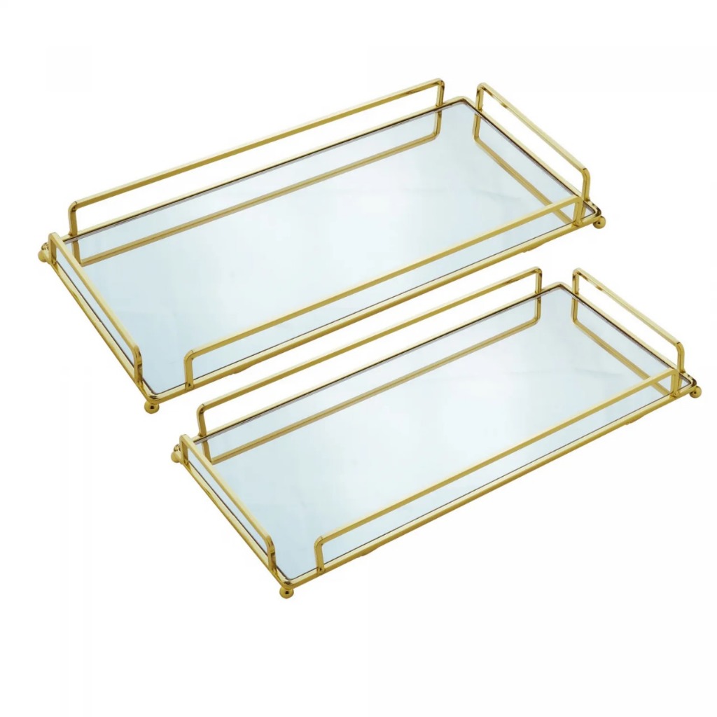 Conjunto 2 Bandejas Decorativas de Metal ...