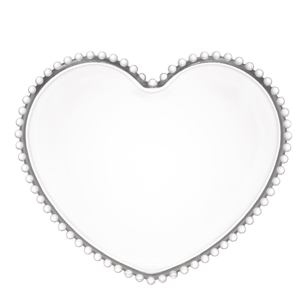 Prato de Cristal Coração Pearl 25cm x 22c...